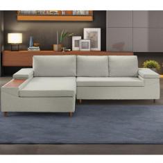 Imagem de Sofá 3 Lugares Com Chaise Clássico Invertido Estofart Bege