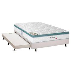 Imagem de Cama Box c/Auxiliar Casal: Colchão Herval MasterPocket Meditare + Base CRC Courano Branco(138x188)