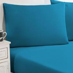 Imagem de Jogo De Cama Malha Lençol 100% Algodão Gran Moratta 2 Peças Solteiro Azul Turquesa