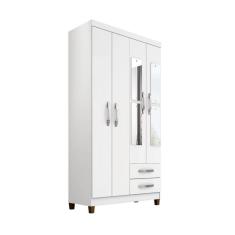 Imagem de Guarda Roupa 4 Portas E 2 Gavetas Com Espelho Manchester Cor 187 - Branco Flex