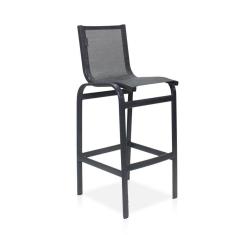 Imagem de Banqueta Alta Para Balcão Grafite E Tela Mesclada De Cinza