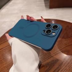 Imagem de Capa ultrafina sem moldura para iPhone 15 Pro Max 14 Plus 13 12 Lente de carregamento sem fio com proteção de filme capa dura para PC, azul marinho, para iPhone 12ProMax