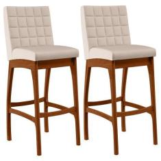 Imagem de Kit 02 Banquetas Altas Para Cozinha Sala De Jantar Fixa Mila L02 Suede