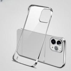 Imagem de Capa de telefone rígida sem moldura para PC revestida para iPhone 11 12 13 14 15Pro Max XSMAX X XR XS 7 8PLUS SE Capa traseira transparente brilhante sem limites, prata, para iPhone 15PRO