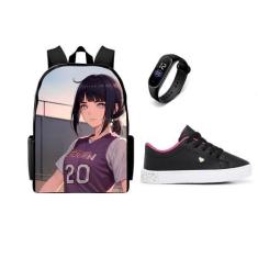 Imagem de Bolsa Estampada Feminina Mais Relogio Digital E Tenis Casual Lançament