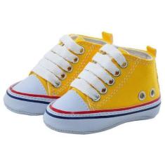 Imagem de Tênis Masculino com Ilhós e Atacador - Brim e Sintético - Amarelo/Bco/