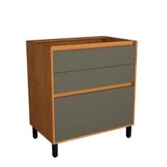 Imagem de Balcão 80cm 3 Gavetas Cozinha Milão Grafite/Freijó Rocks