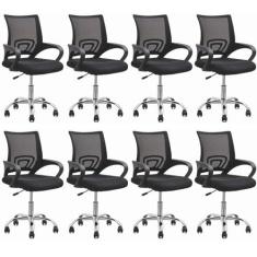 Imagem de Kit 8 Cadeiras para Escritório Diretor Executivas Giratória Tela Mesh Preto