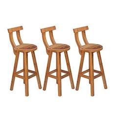 Imagem de Kit 3 Banquetas Alta com Encosto Madeira Maciça - Natural