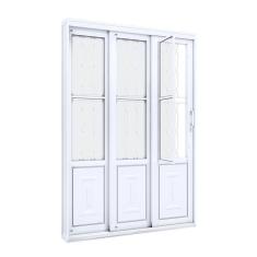 Imagem de Porta de Aço de Correr Lateral com Postigo e Grade Mosaico 3 Folhas 213x150cm Facilitá Lucasa Branco