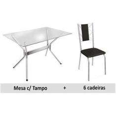 Imagem de Mesa Kappesberg Loire 150cm+6 Cadeiras Lisboa Cromad/
