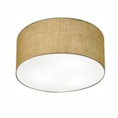 Imagem de Plafon Cilíndrico Md-3048 Cúpula em Tecido 50x21cm Palha - Bivolt