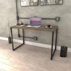 Imagem de Mesa Para Escritório Office Estilo Industrial 120Cm Kuadra Compace Carvalho Dark