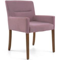 Imagem de Poltrona Para Sala Angel Base de Madeira Veludo Rose - casaepoltrona