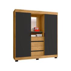 Imagem de Guarda-Roupa Casal Com Espelho 2 Portas De Correr 4 Gavetas Araplac Si