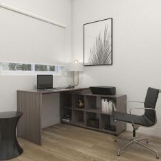 Imagem de Mesa Escrivaninha L Escritório 8 Nichos Cinza Carvalho