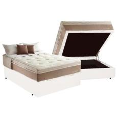 Imagem de Cama Box Baú Casal + Colchão Herval Diplomat Molas Maxspring 138X188x8