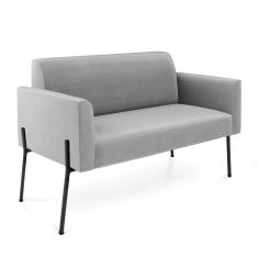 Imagem de Sofá Namoradeira 2 Lugares Pé De Ferro Preto Marisa Suede Cinza D03 - D'rossi