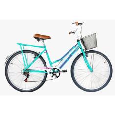 Imagem de Bicicleta Aro 26 Kls Retro Sport Freio V-Brake 6 Marchas, Verde, Pink