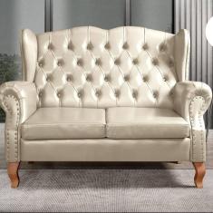 Imagem de Sofá Imperador Namoradeira Chesterfield Retrô Colonial Bege
