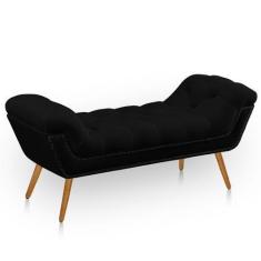 Imagem de Recamier Estofada Casal Queen Ayla Veludo Preto - Ateliê do Conforto