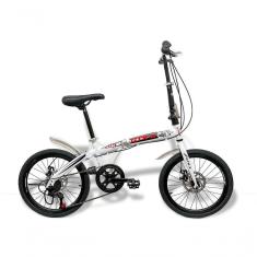 Imagem de Bicicleta Gtr-x Pliage Dobrável Aro 20 Freios A Disco 7v Branca