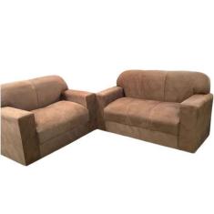 Imagem de Jogo De Sofá 2 E 3 Lugares Caramelo Barato Suede - Aurea Decor