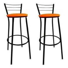 Imagem de Kit 2 Banquetas Preta Alta Para Balcão Gourmet Bar - Moveraço, Assento
