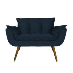 Imagem de Namoradeira Decorativa Estofada Para Salão de Beleza Opala Suede Azul Marinho - LM DECOR