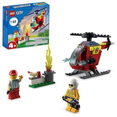 Imagem de Kit de construção LEGO City Fire Helicopter 60318 para crianças a partir de 4 anos; inclui minifiguras de bombeiro e fornecedor com acessórios, inclui