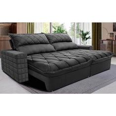 Imagem de Sofá Retrátil e Reclinável 2,15m Molas Ensacadas Cama Inbox Elegance com Thermogel Velusoft Cinza