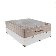 Imagem de Cama Box Baú Branco e Colchão Airtech SpringPocket Queen Ortobom