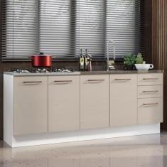 Imagem de Kit com 2 Balcões de Cozinha 3 Gavetas 4 Portas (sem Tampo e Pia) Branco/crema Agata Madesa