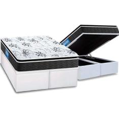 Imagem de Cama Box Baú King: Colchão Anatômico Probel D40 Premium Hiper Firme Pillow Top + Base White(193X203)