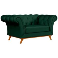 Imagem de Sofá 150cm 2 Lugares Base Madeira Império C-303 Veludo Verde Musgo - D