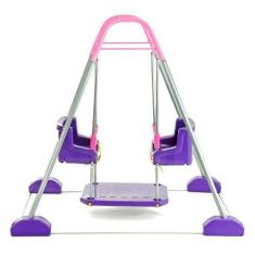 Imagem de Balanço Infantil 2 Cadeiras Rosa Com Estrutura Jundplay