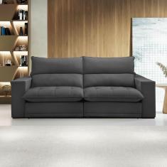 Imagem de Sofá Retrátil e Reclinável Martinho 230cm Boucle Cinza - Celflex