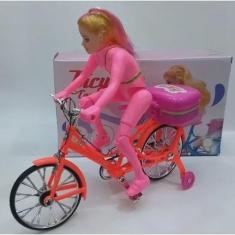 Imagem de Boneca Com Bicicleta Que Pedala De Verdade Musical C/Led - Toy King