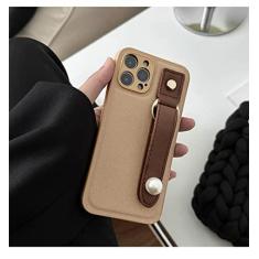 Imagem de Luxo sênior couro pérola suporte de pulso capa de telefone macia para iPhone 13 11 12 14 Pro XS MAX X XR 7 8 Plus MiNi SE 2 3 capa traseira, marrom, para iPhone 14ProMax