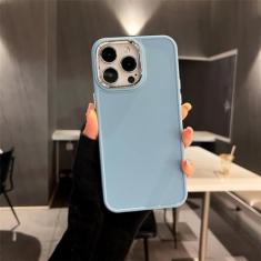 Imagem de Capa de telefone com lente galvanizada para iPhone 14 Pro Max 13 12 11 Pro Max X XR XS Max 7 8Plus Capa traseira de silicone de cor sólida, LBE, para iPhone 13 pro
