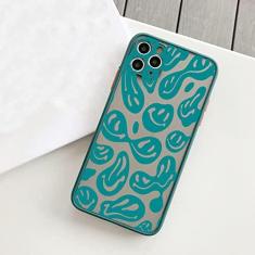 Imagem de Capas de telefone de rosto sorridente engraçado para iphone 11 12 13 pro max 6s 7 8 plus se2020 x xs max xr capa traseira dura fosca, verde smiley 8, para iphone12 pro