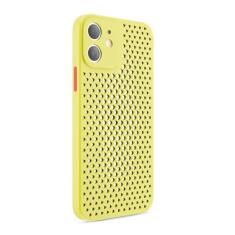 Imagem de Para iPhone 13 12 Mini 11 Pro Max X XR 8 7 6 6s Plus Malha respirável capa de telefone com furo oco e resfriamento capa macia anti-impressão digital, amarela, para iPhone Xr