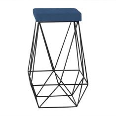 Imagem de Banqueta Kathy Base Preta Suede Azul Marinho Gran Belo