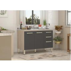 Imagem de Balcão Armário de Cozinha Miss 120cm Avena/Grafito S/ Tampo - Demobile