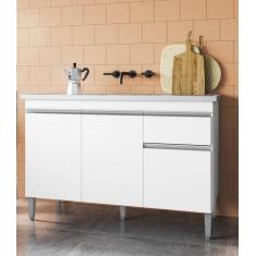 Imagem de Balcão Para Pia Tatiane 120Mt Sem Tampo Branco Ajl