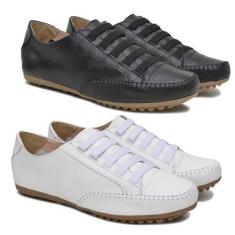 Imagem de Kit 2 Sapatenis Liso Feminino Calce Fácil Com Elástico