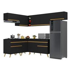 Imagem de Armário de Cozinha Completa de Canto Veneza Multimóveis V2069 Preto/dourado