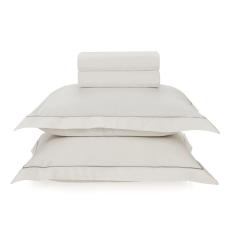 Imagem de Jogo de Cama Casal Karsten 200 Fios Percal 100% Algodão Deliz Branco/Cinza