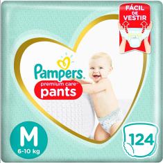 Imagem de Fralda de Vestir Pampers Premium Care Pants Tamanho M 124 Unidades Peso Indicado 6 - 10kg