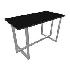 Imagem de Mesa Halden C/ Tampo 120 X 60 Cm Escritório Prata/Preto - Genus Móveis
